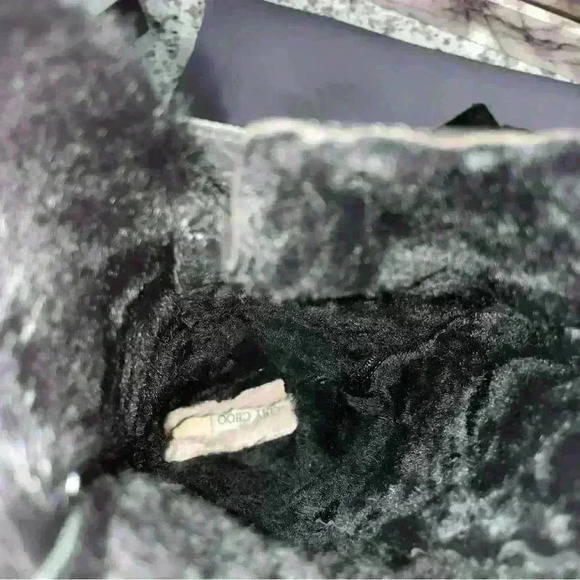 Jimmy Choo Boots Shearling Riding Black Gold Buckle Hardware Womens 7 EURO 37.5​ - Picture 10 of 16